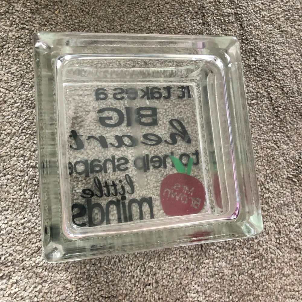Inspirational Glass Block with Red Apple Design